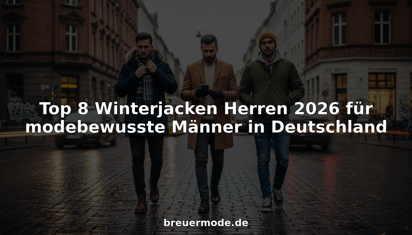 Drei Männer spazieren in angesagten Winterjacken durch die Straßen Berlins.