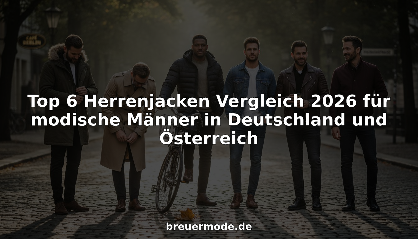 Sechs Männer präsentieren auf einer Berliner Straße ihre individuellen, modischen Jacken.