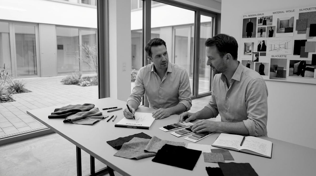 Modedesignerinnen und Modedesigner bei der kreativen Arbeit im Atelier